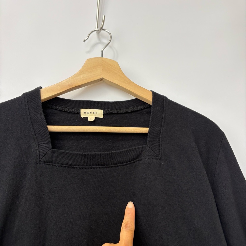 DONNI. Black Jersey Square Neck Long Sleeve Size XS - Picture 9 of 11